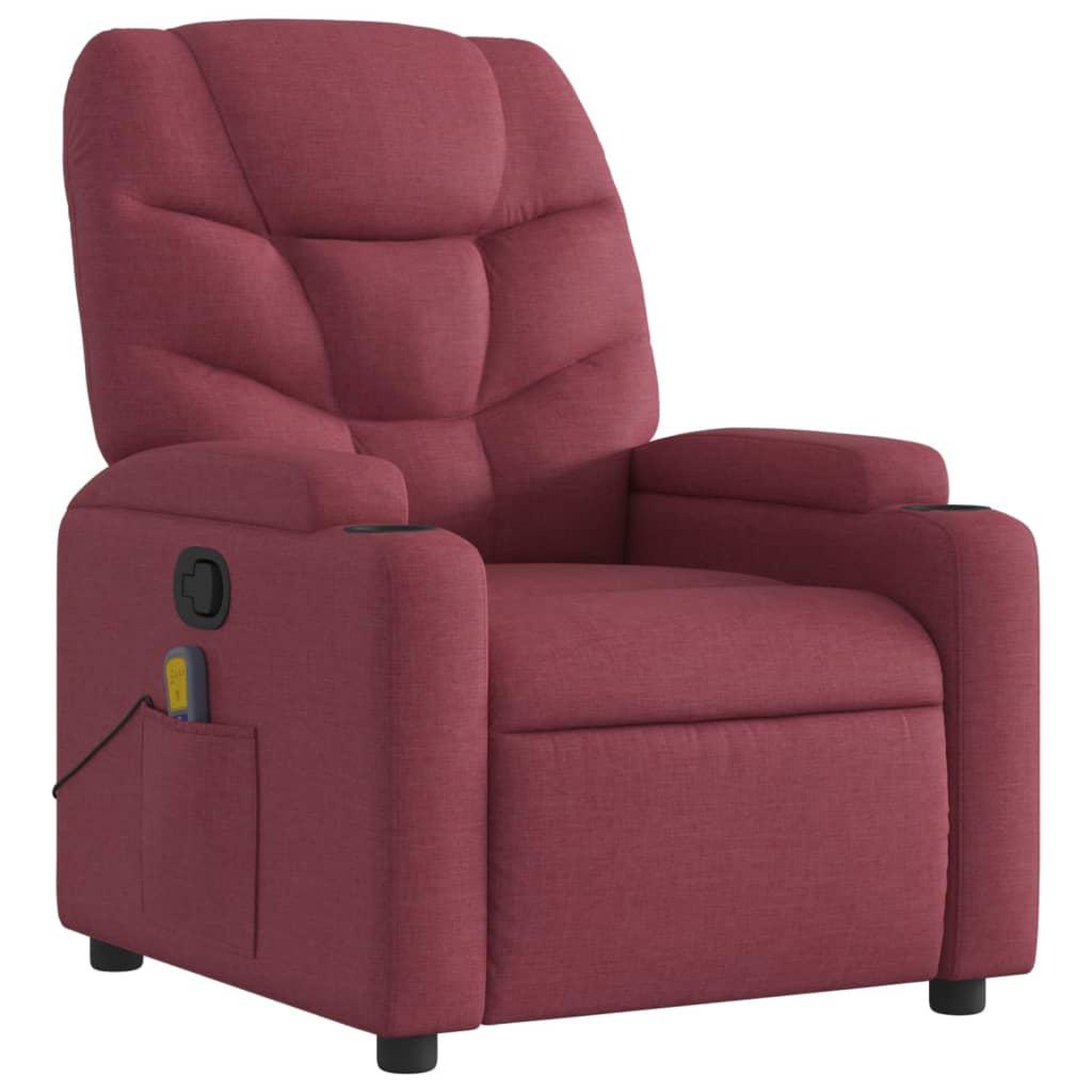 Voir la diapositive 3 : VIDAXL Fauteuil de massage inclinable Rouge bordeaux Tissu