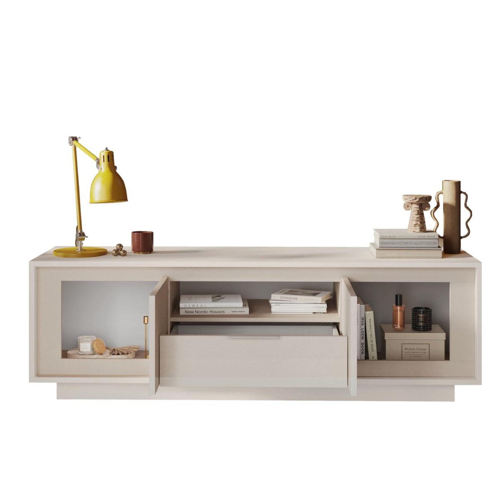 Voir la diapositive 3 : JLC KREATION Meuble tv contemporain 180cm coloris beige yori