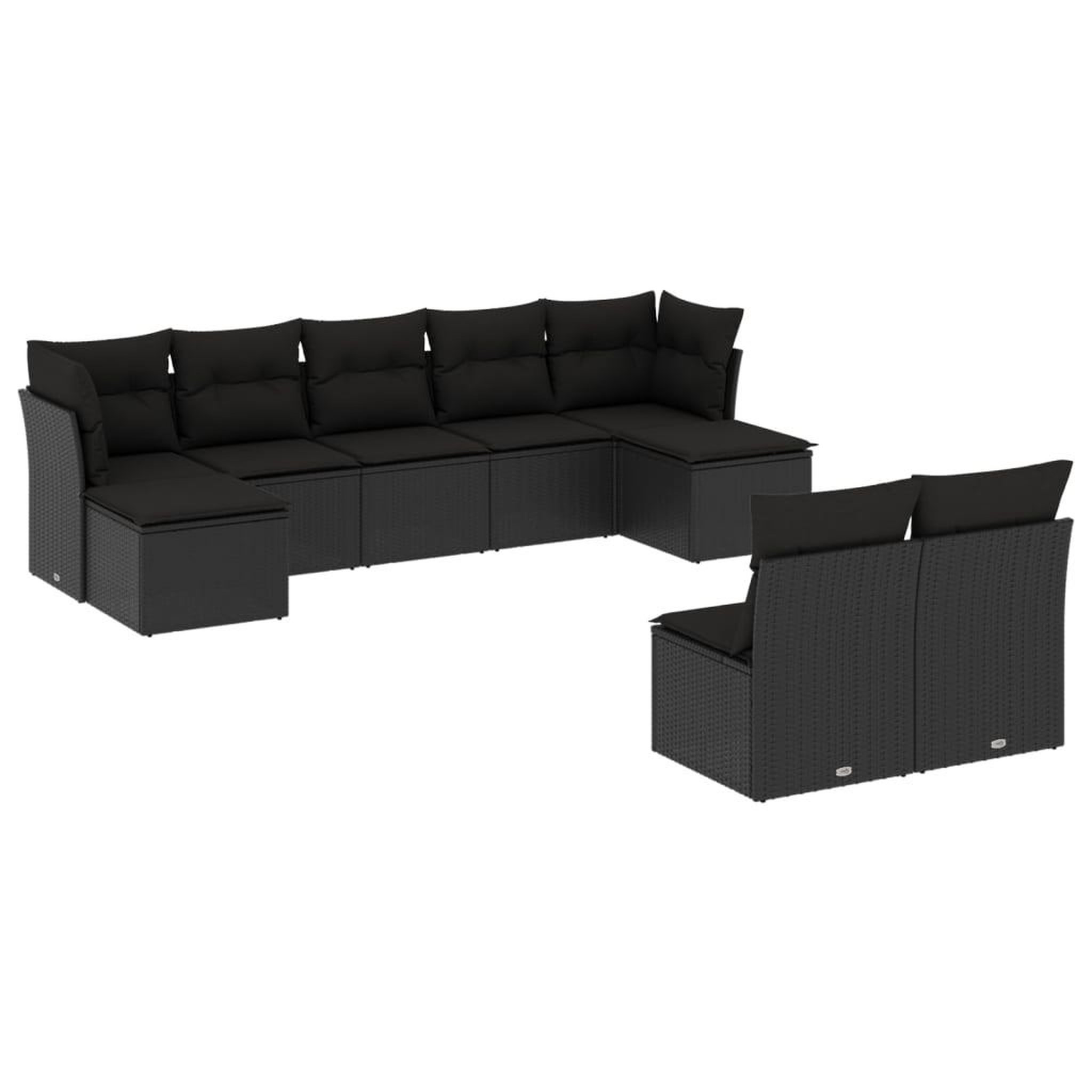 Voir la diapositive 2 : VIDAXL Salon de jardin 9 pcs avec coussins noir resine tressee
