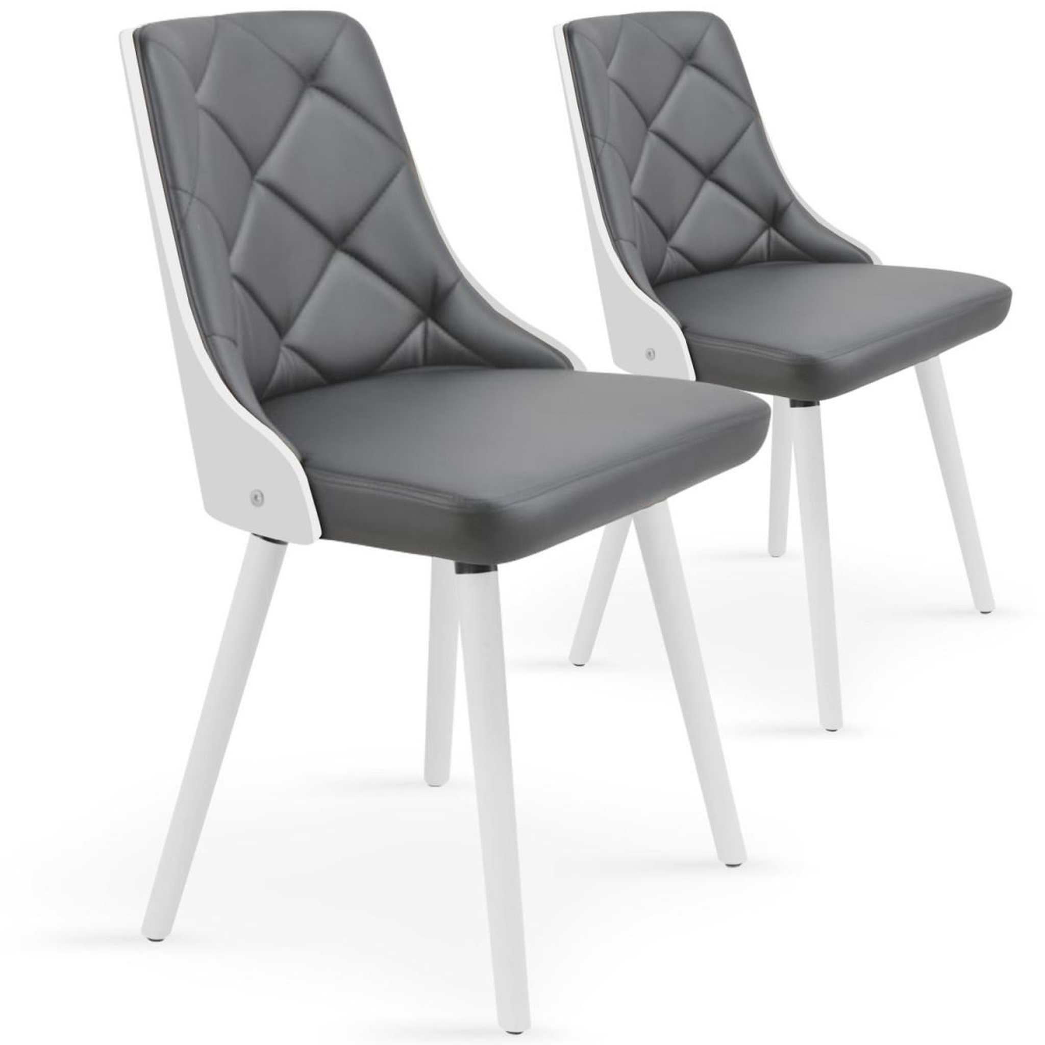 Paris Prix Lot de 2 chaises scandinave  cargo  79cm gris & blanc