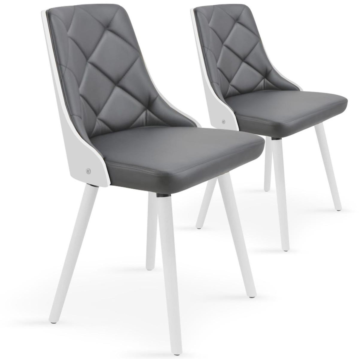 Paris Prix Lot de 2 Chaises Scandinave  Cargo  79cm Gris & Blanc