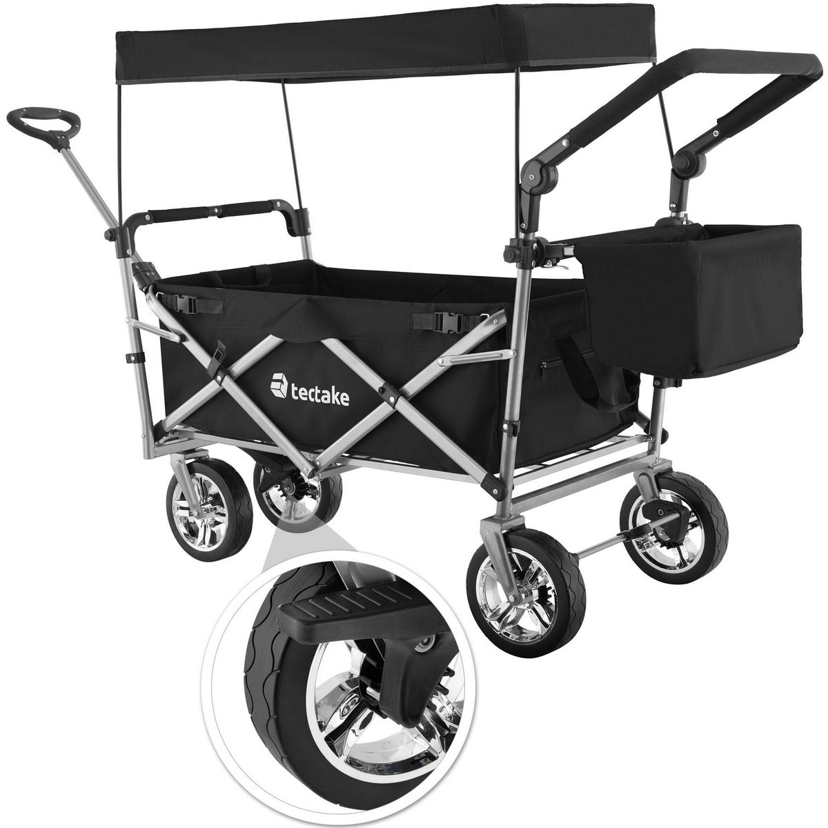 tectake Chariot de jardin et de transport pliable avec toit noir