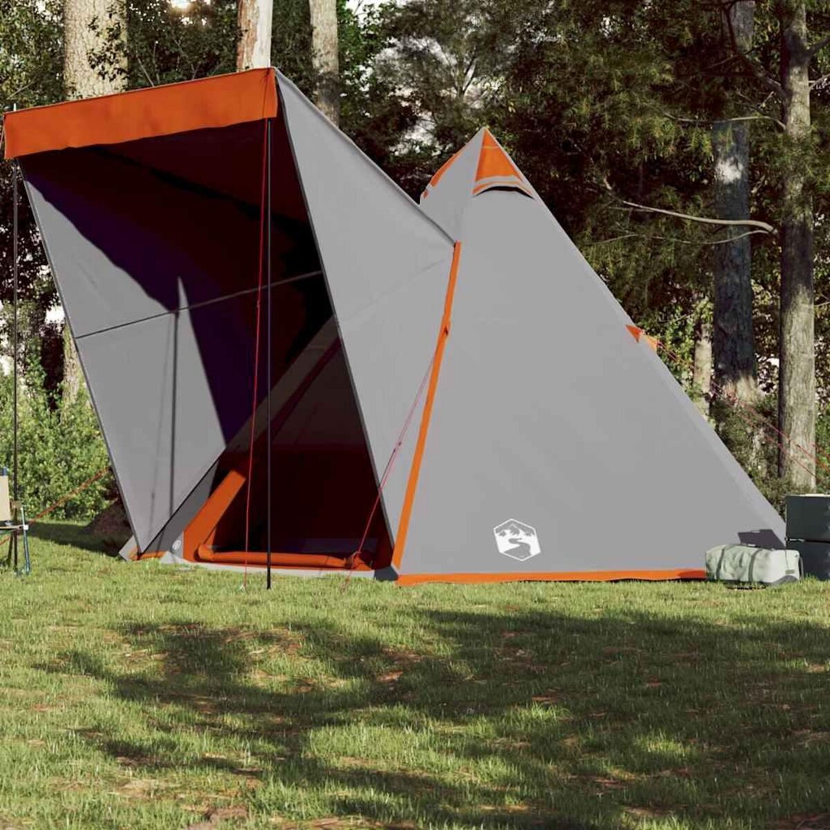 VIDAXL Tente familiale tipi 6 personnes gris et orange impermeable