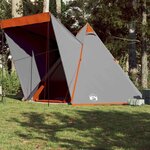 VIDAXL Tente familiale tipi 6 personnes gris et orange impermeable