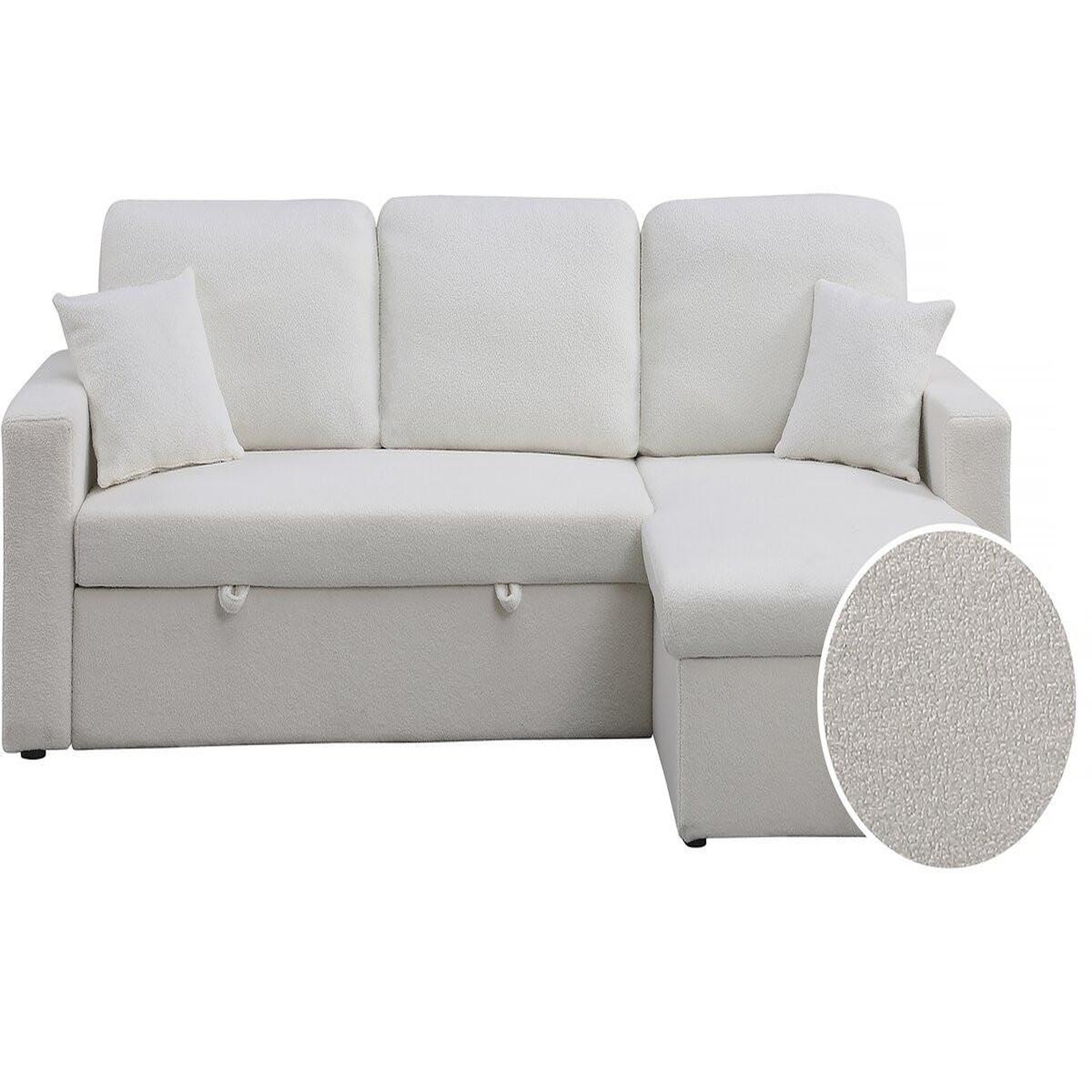 Voir la diapositive 4 : Habitat et Jardin Canapé d'angle convertible/reversible avec coffre  Alain  - 3 places - Bouclettes -  Blanc