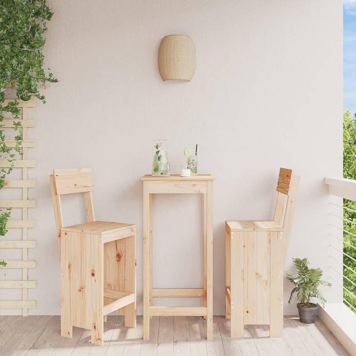 VIDAXL Tabourets de bar lot de 2 40x48,5x115,5 cm bois massif de pin