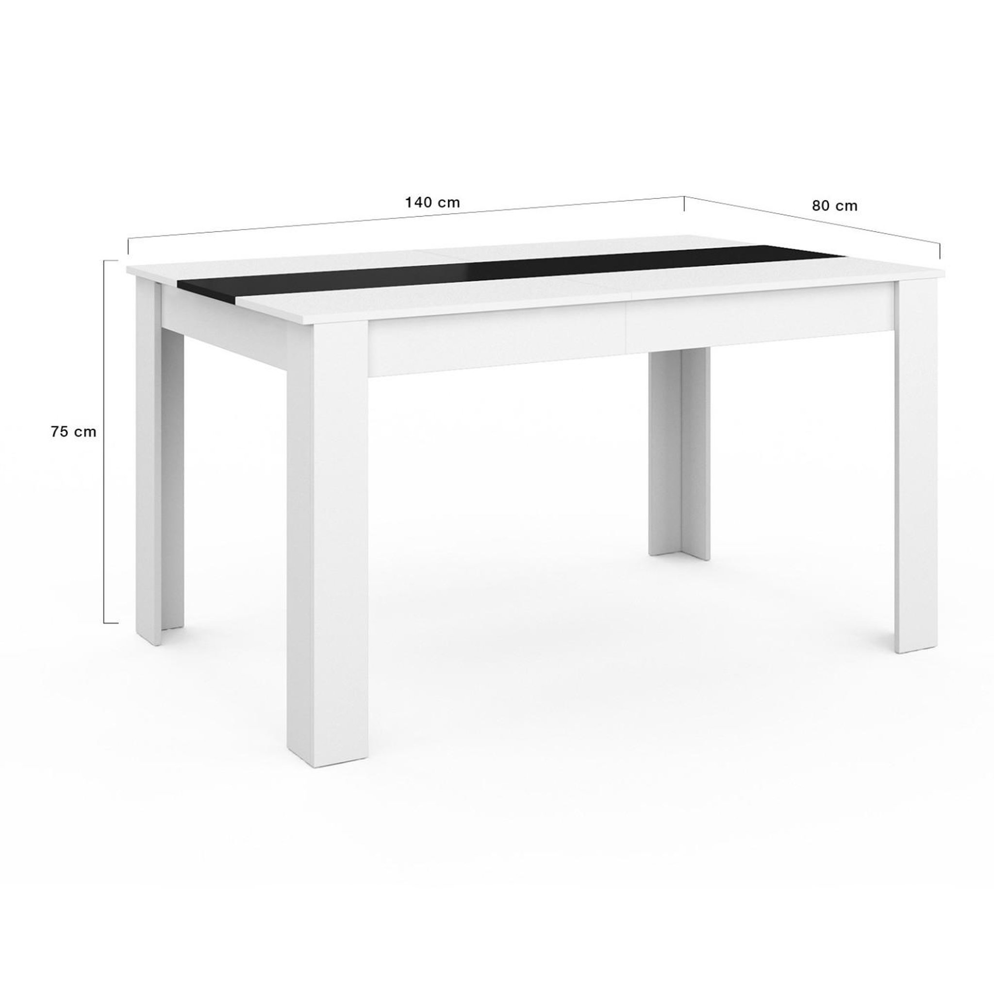 Voir la diapositive 4 : ID MARKET Table à manger rectangle georgia 6 personnes blanche et noire 140 x 80 cm