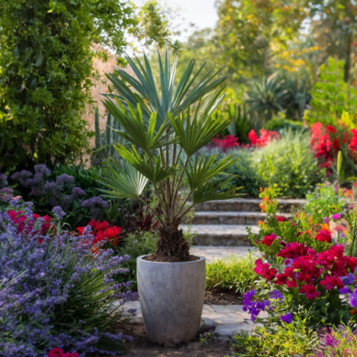 PLANT IN A BOX Palmier de Chine - Set de 2 - Trachycarpus Fortunei - Hauteur 35-45cm - ⌀15cm