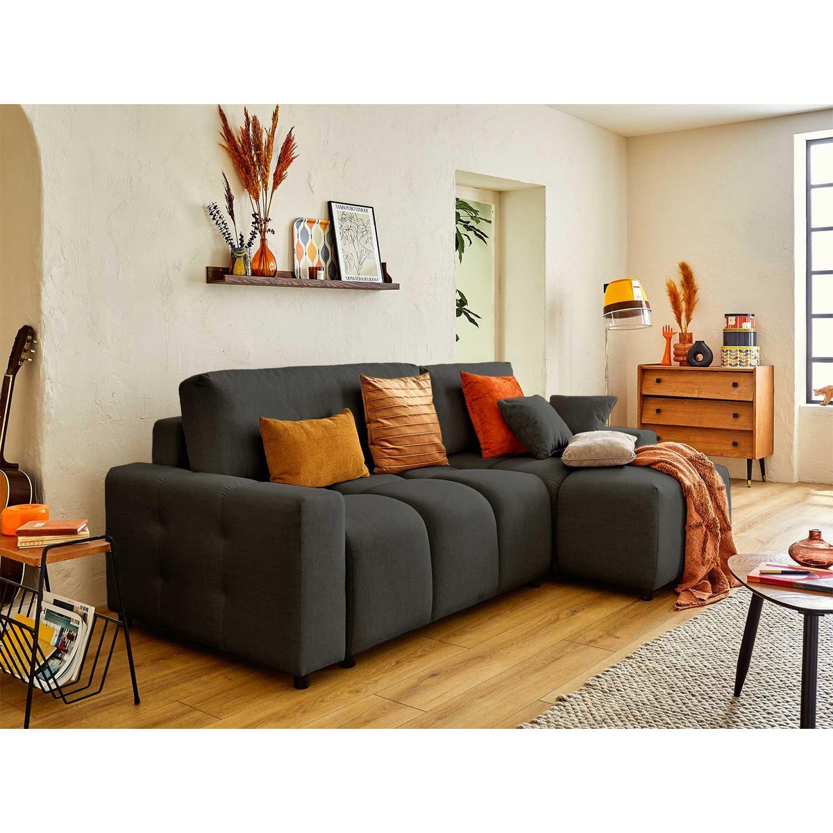 LISA DESIGN Crocus - canapé d'angle réversible - 4 places - convertible avec coffre - en tissu