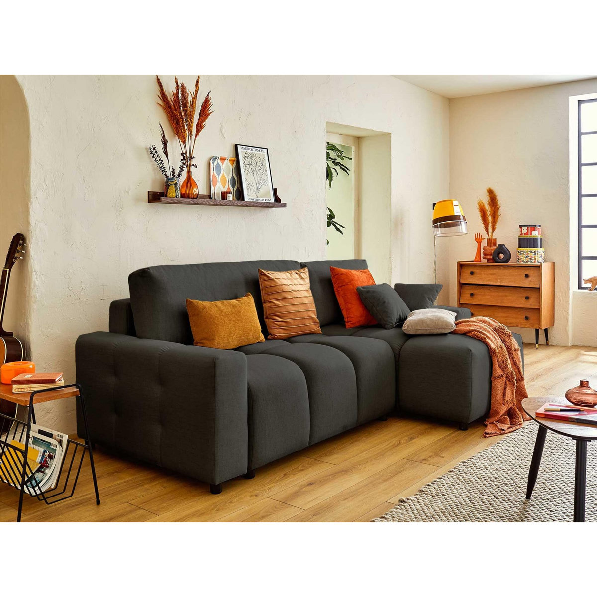 LISA DESIGN Crocus - canapé d'angle réversible - 4 places - convertible avec coffre - en tissu