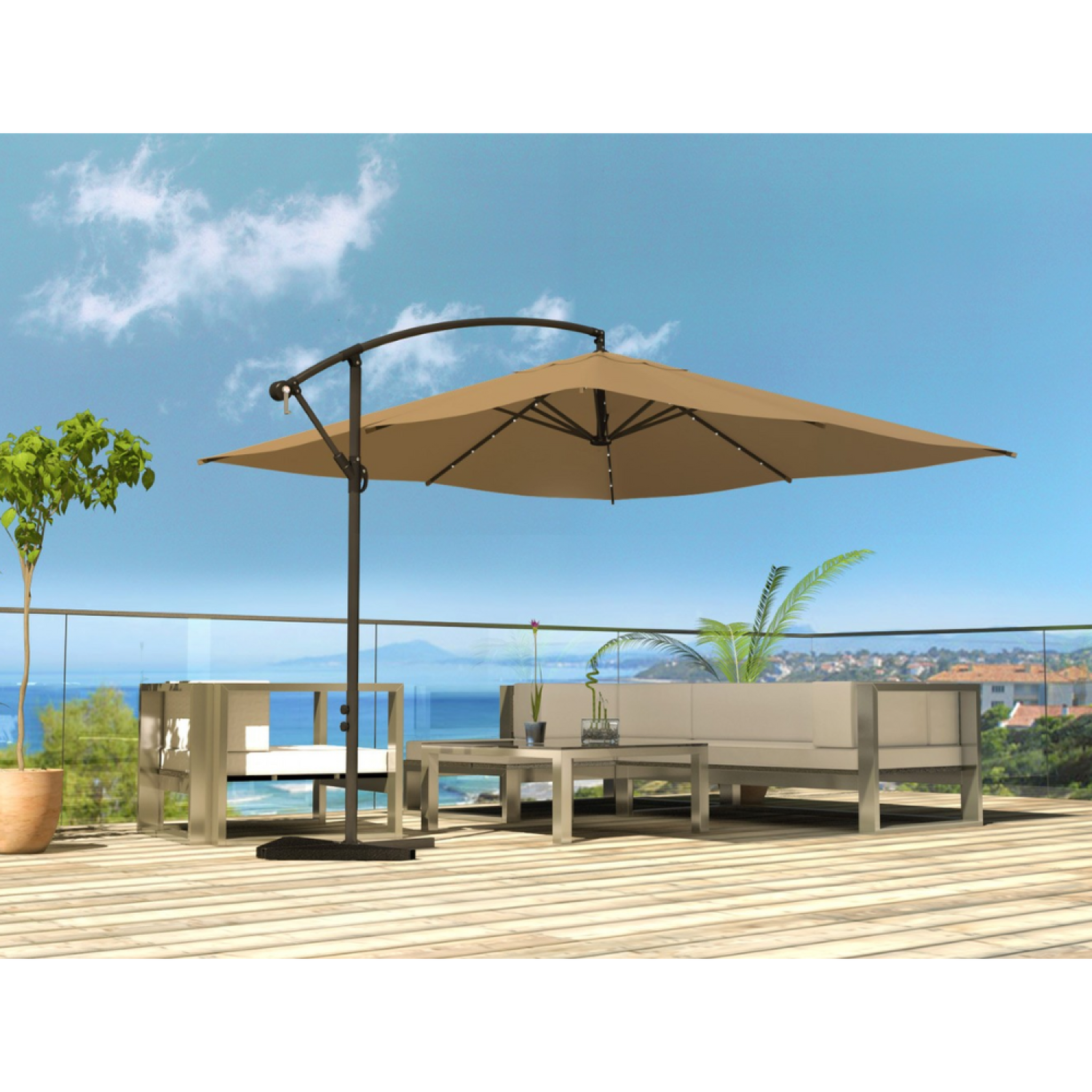 Voir la diapositive 5 : CONCEPT USINE Parasol marron droit carré 3 x 3 m led SOLENZARA