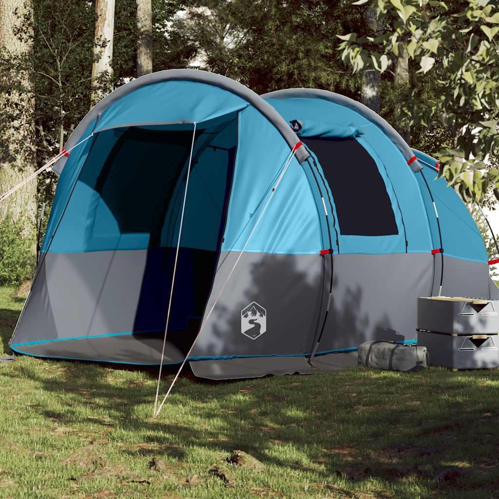 VIDAXL Tente de camping tunnel 4 personnes bleu impermeable