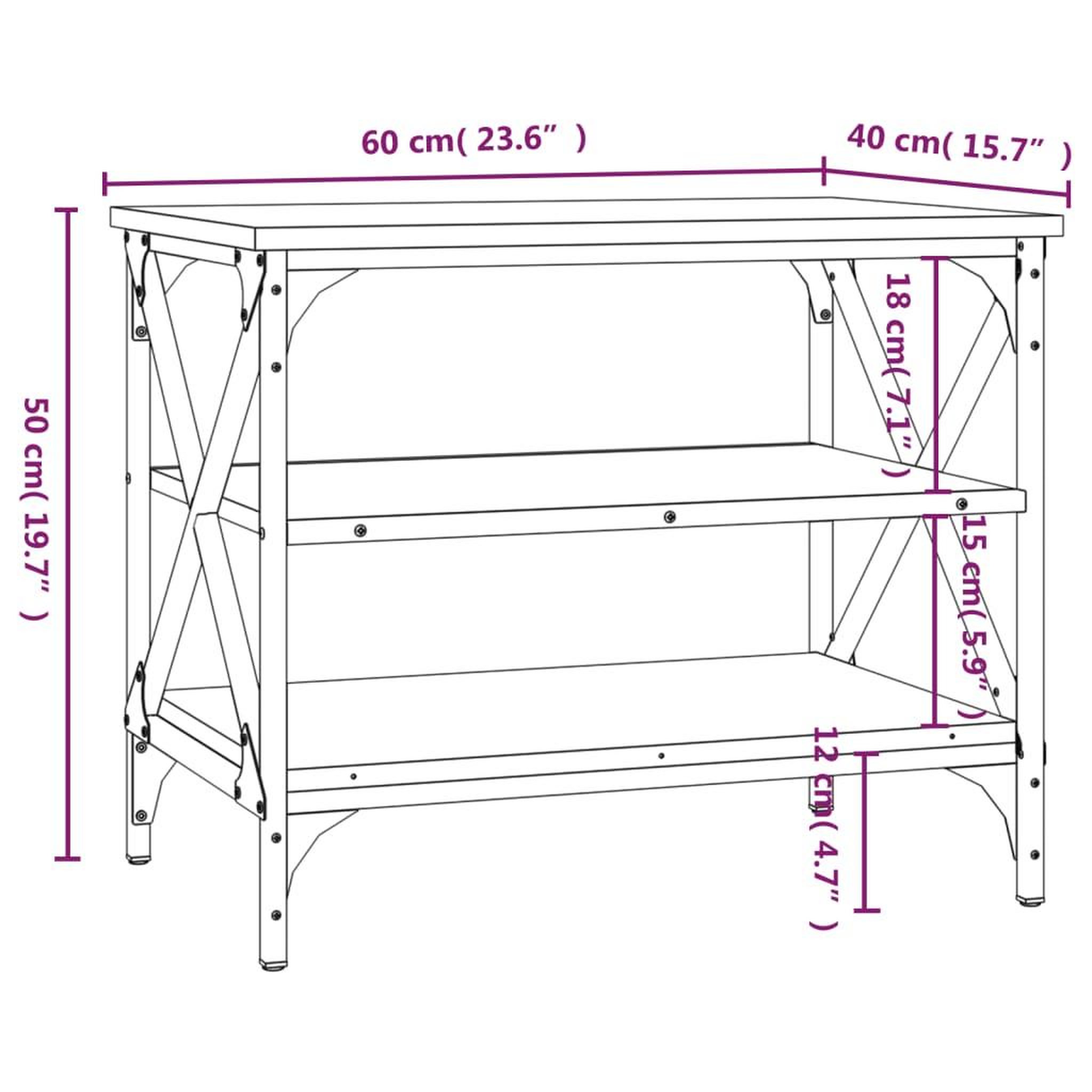 Voir la diapositive 6 : VIDAXL Meuble TV Chene fume 60x40x50 cm Bois d'ingenierie
