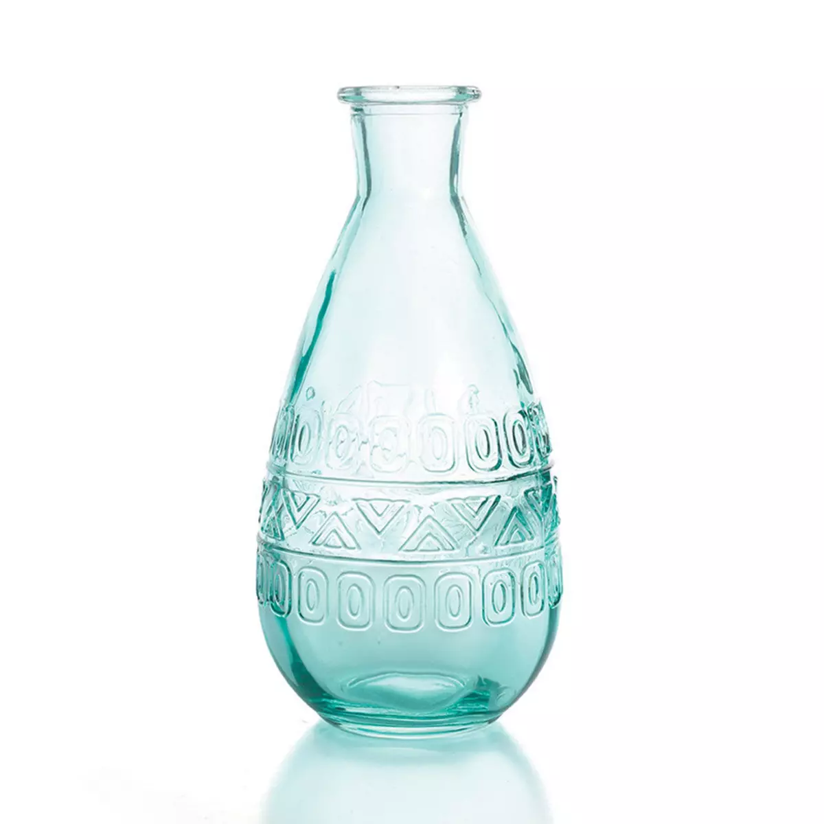 Graine créative Vase Vintage en verre à reliefs - Bleu - 7,5 x 15,8 cm