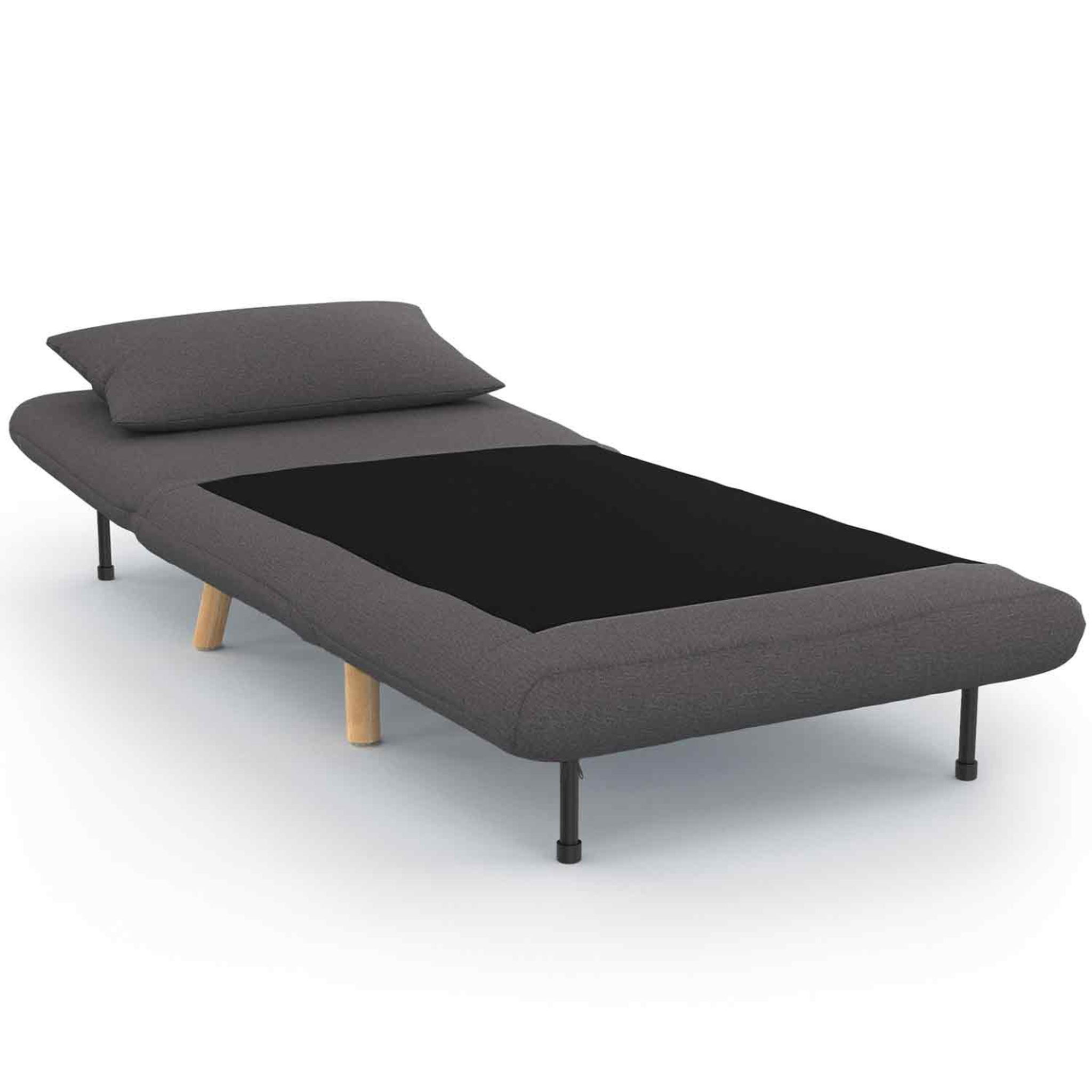 Voir la diapositive 3 : ID MARKET Fauteuil convertible romeo lit d'appoint 1 place 80x190 cm tissu gris anthracite