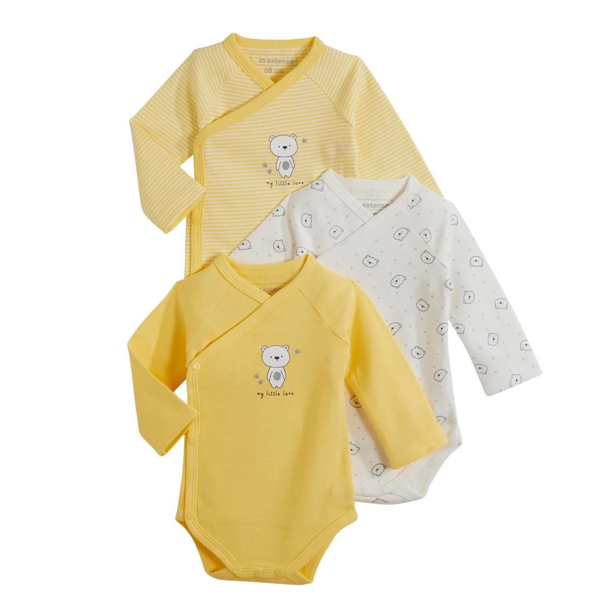IN EXTENSO Lot de 3 bodies croisés manches longues 