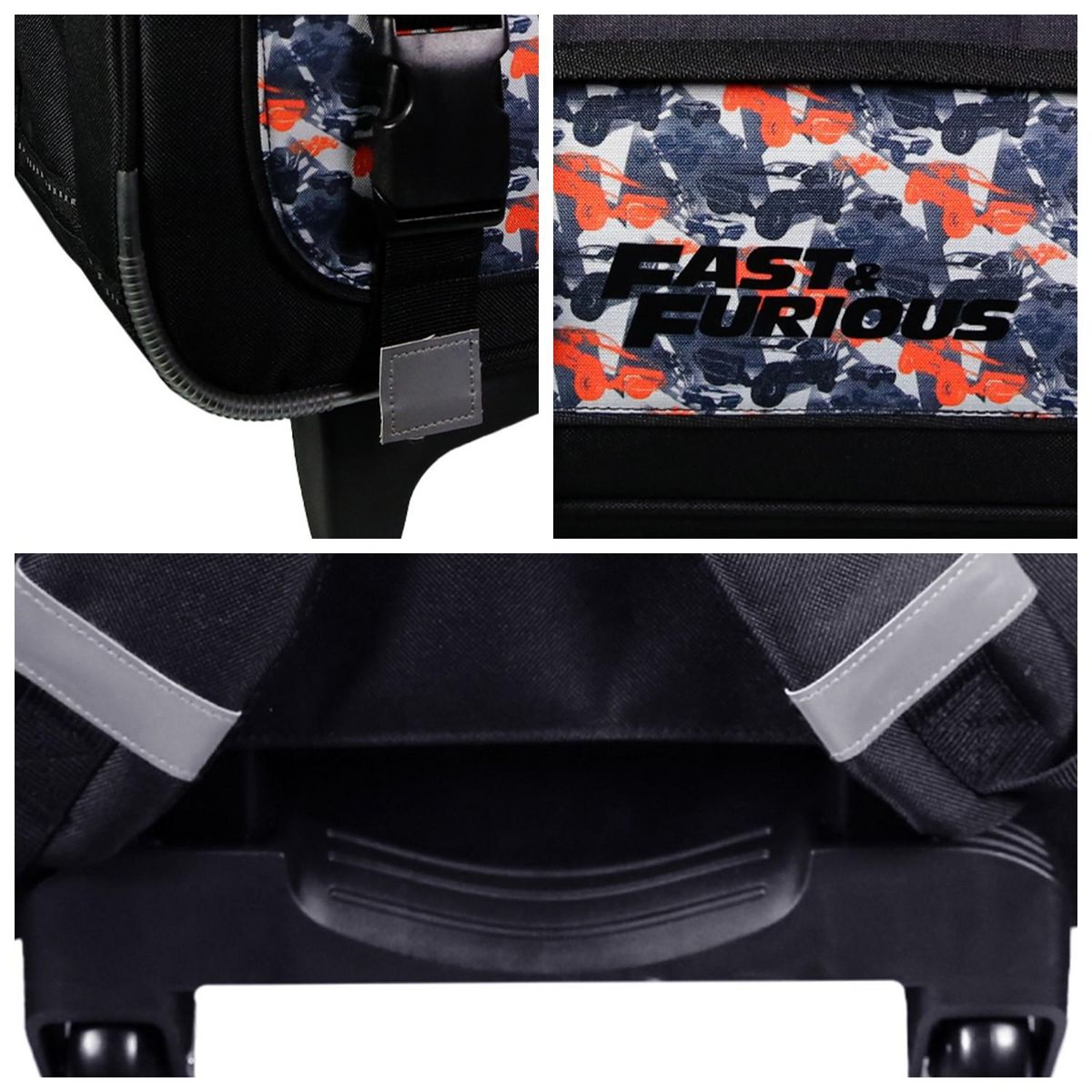 Bagtrotter BAGTROTTER Cartable à roulettes 38 cm Fast And Furious Noir