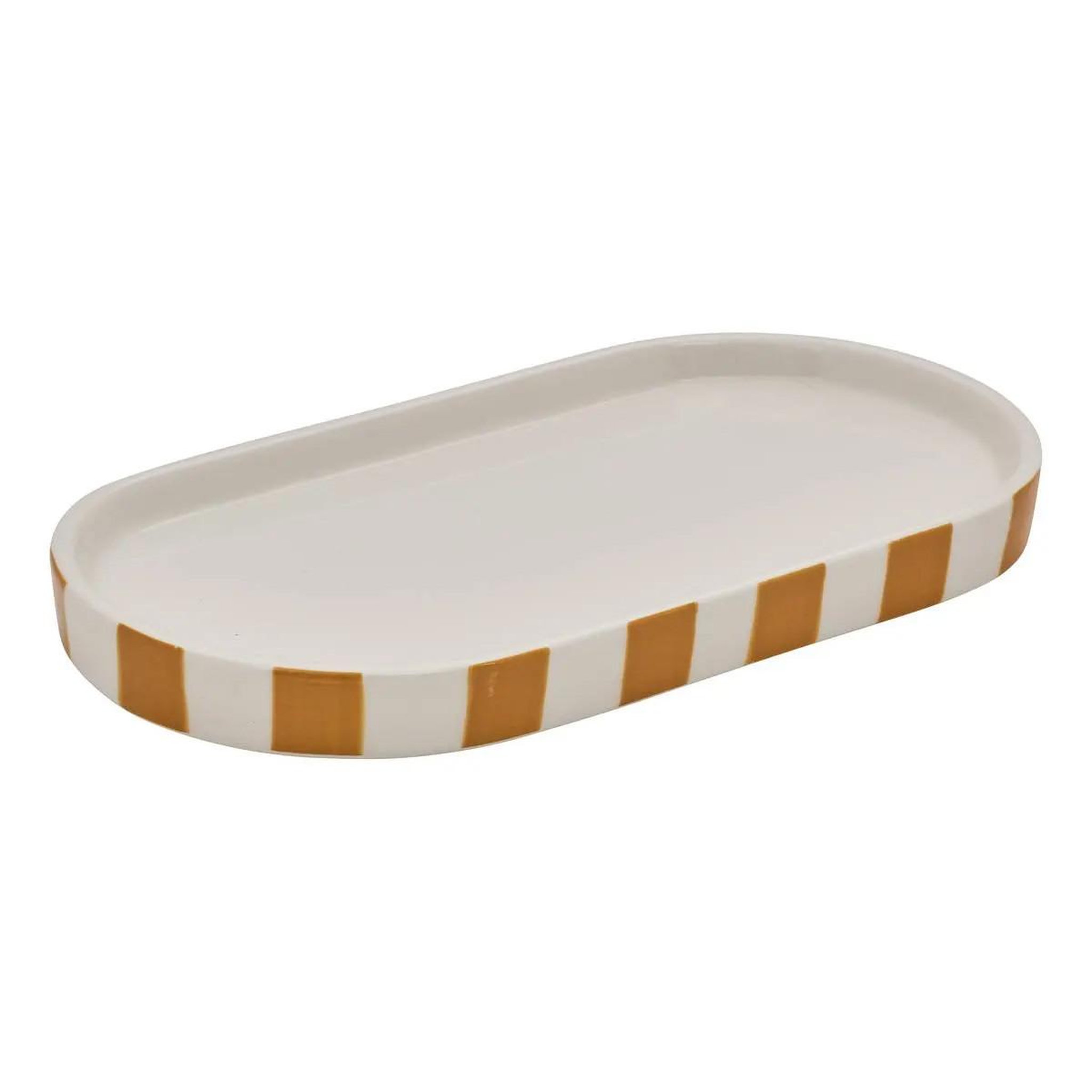 FIVE Plateau de salle de bain en céramique  strio  23cm jaune