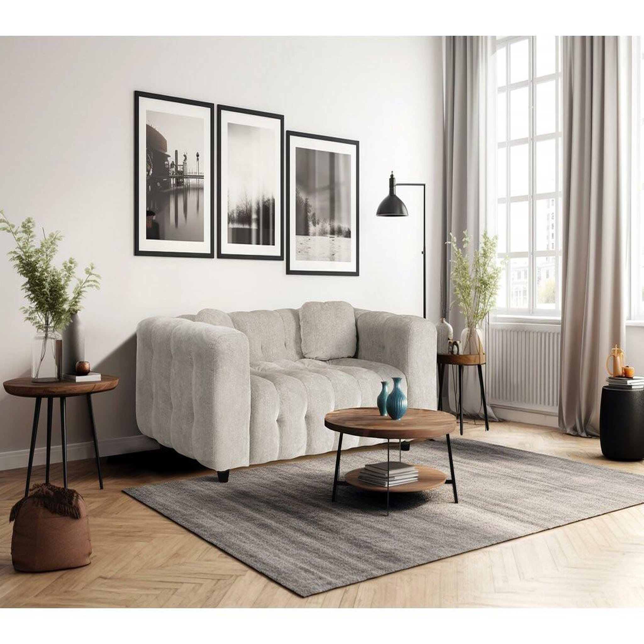 Voir la diapositive 2 : Habitat et Jardin Canapé droit en tissu chenille  vendome  - 2 places - beige