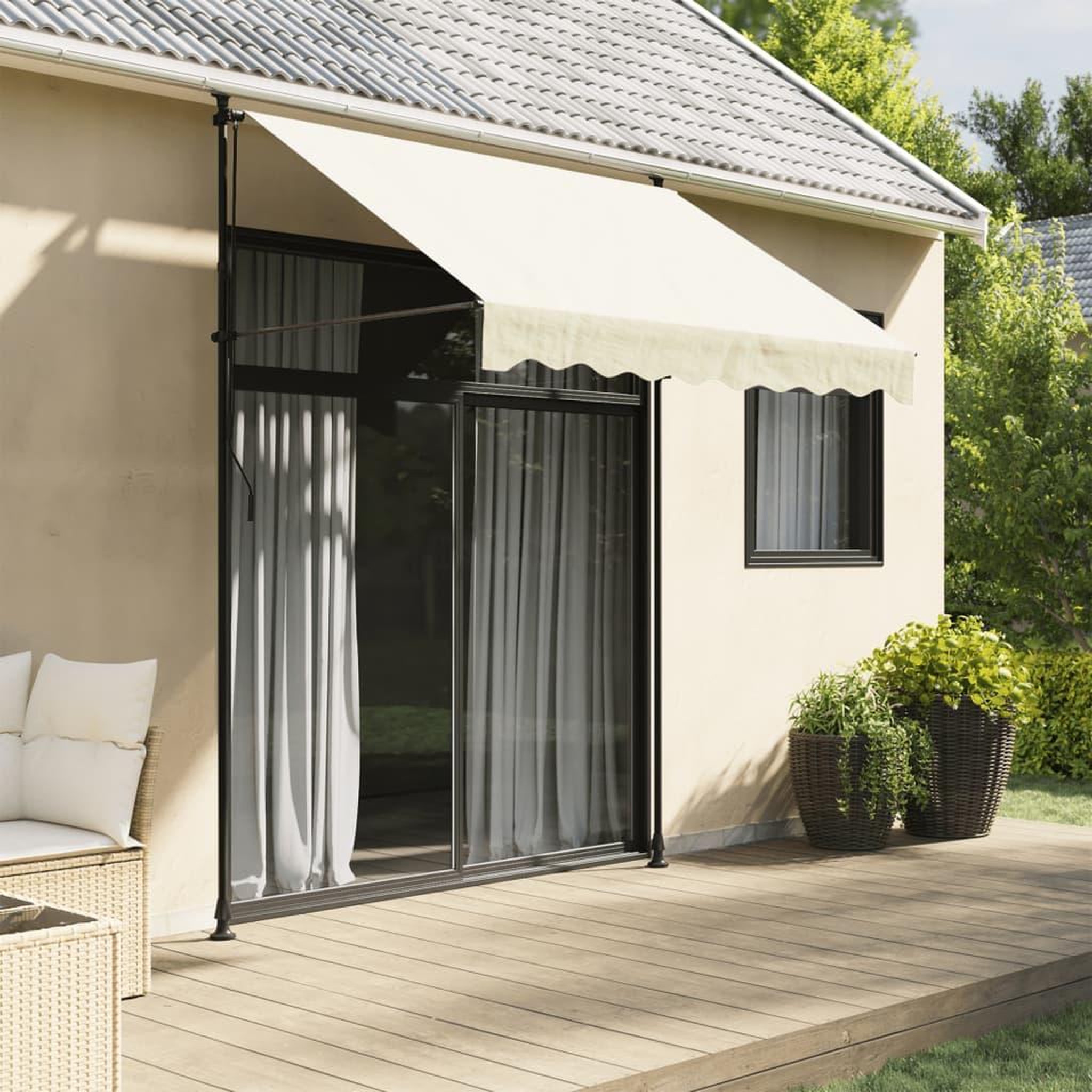 VIDAXL Auvent retractable creme 200x150 m tissu et acier