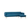 Voir la diapositive 6 : CONCEPT USINE Canapé d'angle réversible et convertible 4 places en tissu bleu canard GRACE