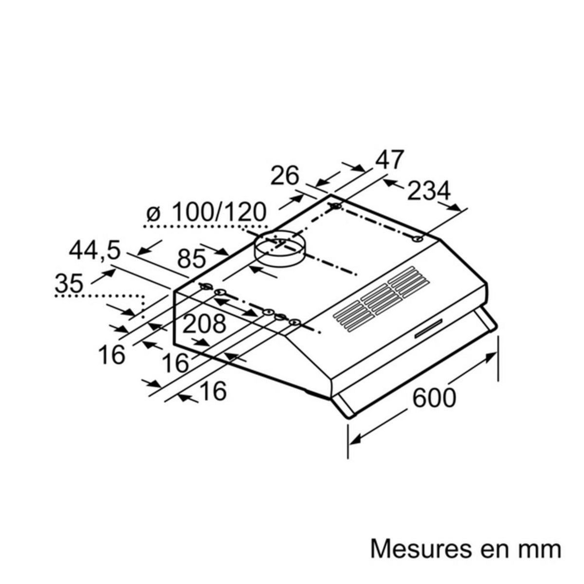 BOSCH Hotte classique 60cm 350m3/h blanc - dul63cc20