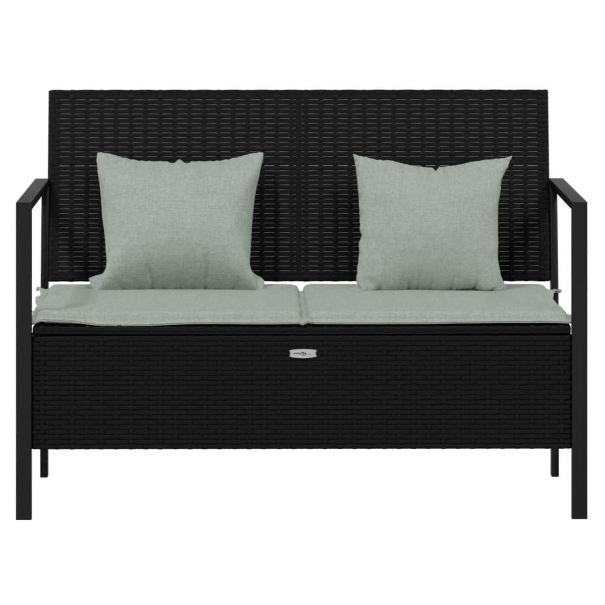 VIDAXL Banc de Jardin a 2 Places avec Coussins Noir Resine Tressee