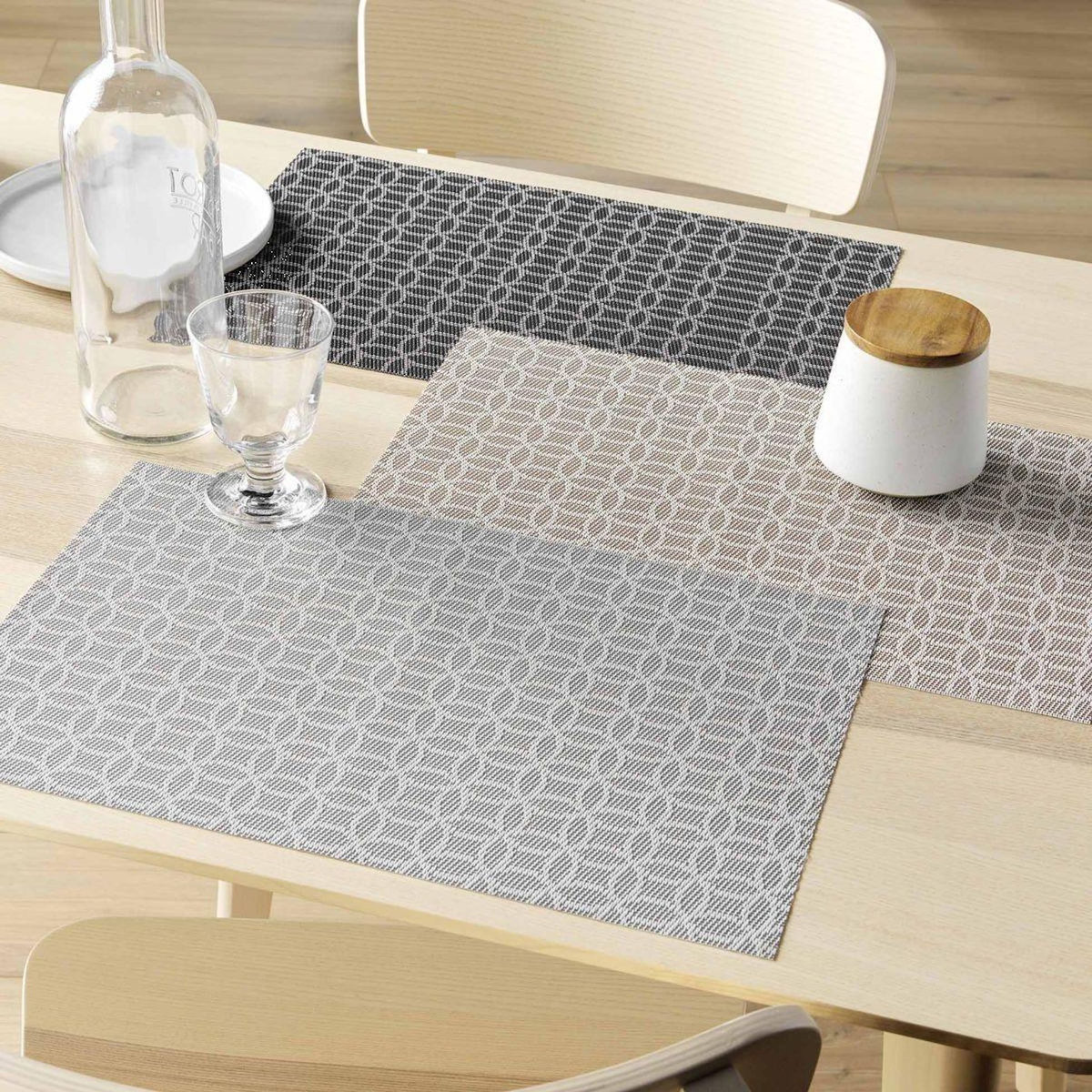 Paris Prix Set de Table  Damier  28x43cm Gris