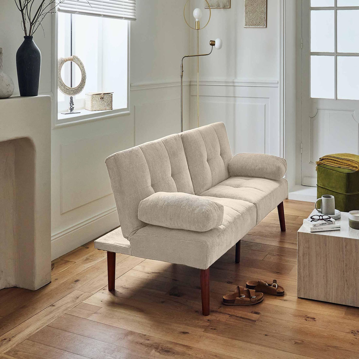 BEST MOBILIER Philae - canapé convertible clic-clac 2 places - velours côtelé