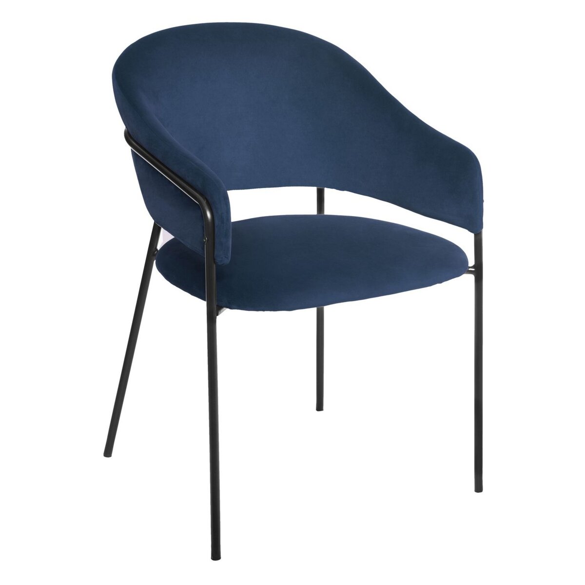 ATMOSPHERA Fauteuil en velours design Contempo Siron Bleu pas