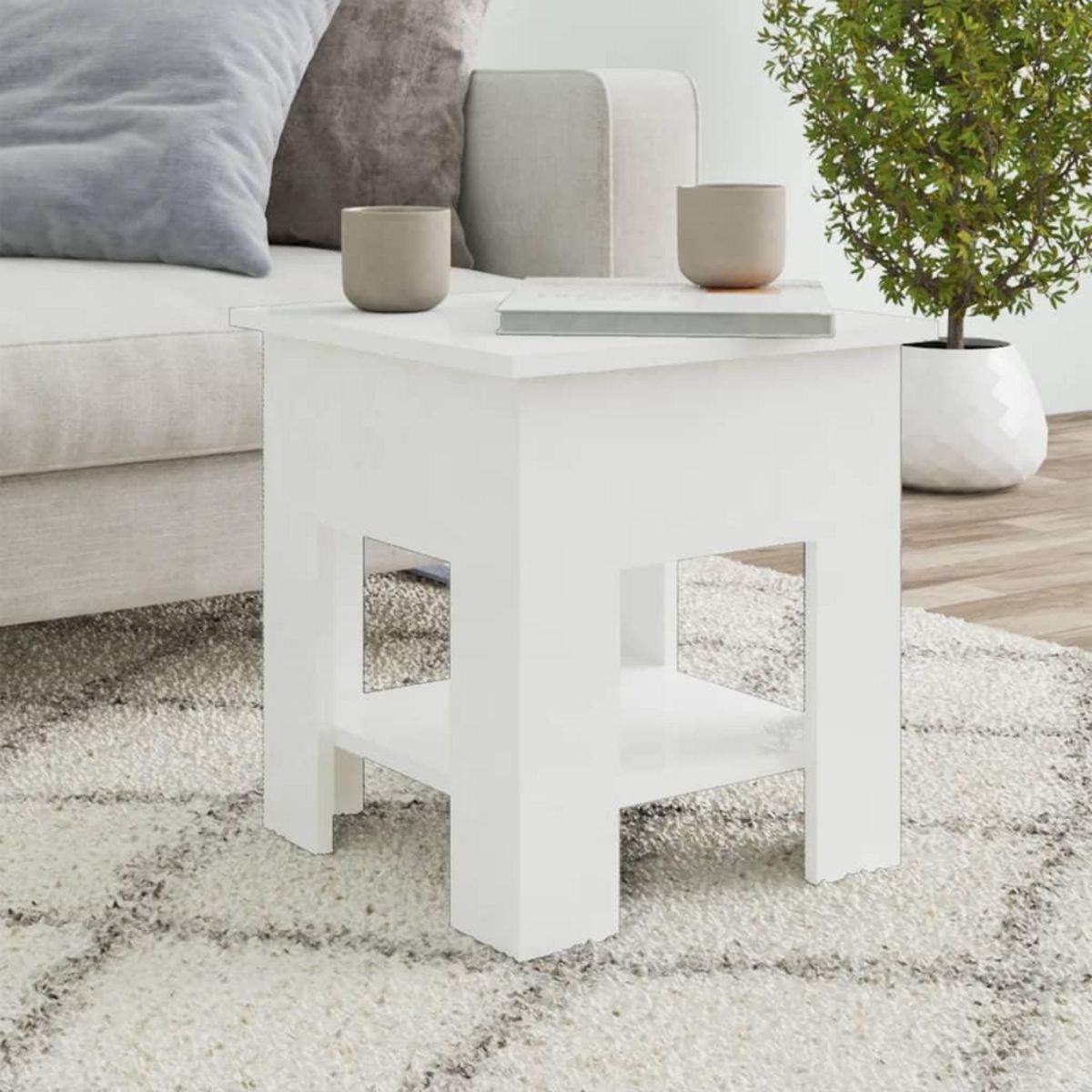 VIDAXL Table basse blanc brillant 40x40x42 cm bois d'ingenierie
