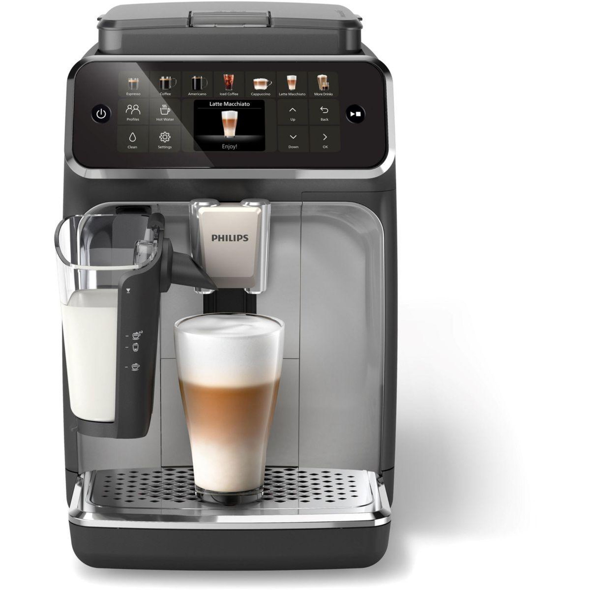 Voir la diapositive 2 : Philips Expresso broyeur lattego silentbrew ep4446/70