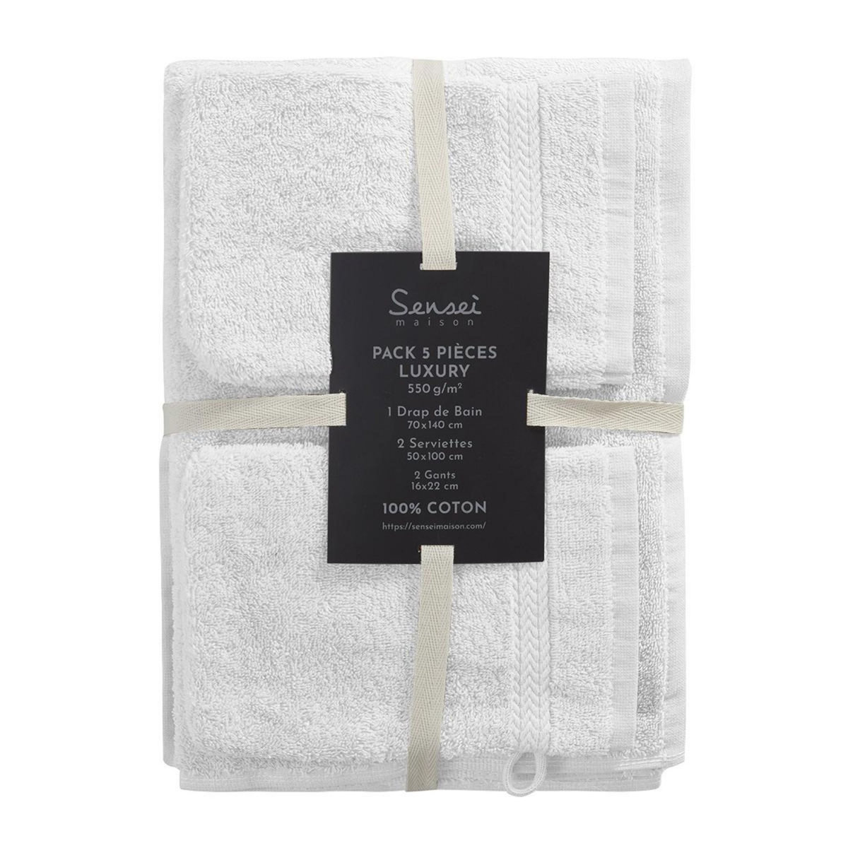 Sensei Maison Ensemble de bain 5 pièces (1 drap de bain + 2 serviettes de toilette + 2 gants) LUXURY