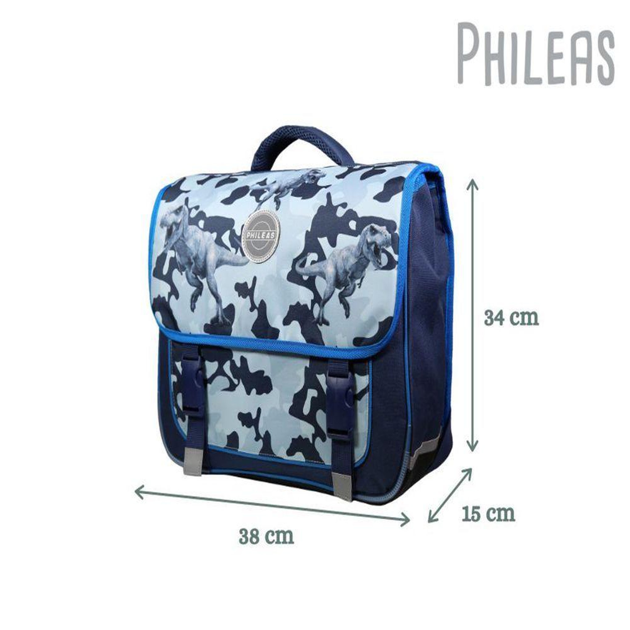 Voir la diapositive 6 : Bagtrotter BAGTROTTER Cartable 38 cm Phileas Dinosaures Bleu - Le Plus Confortable des Cartables - Ergonomie/Confort/Sécurité - Système Smart Comfort