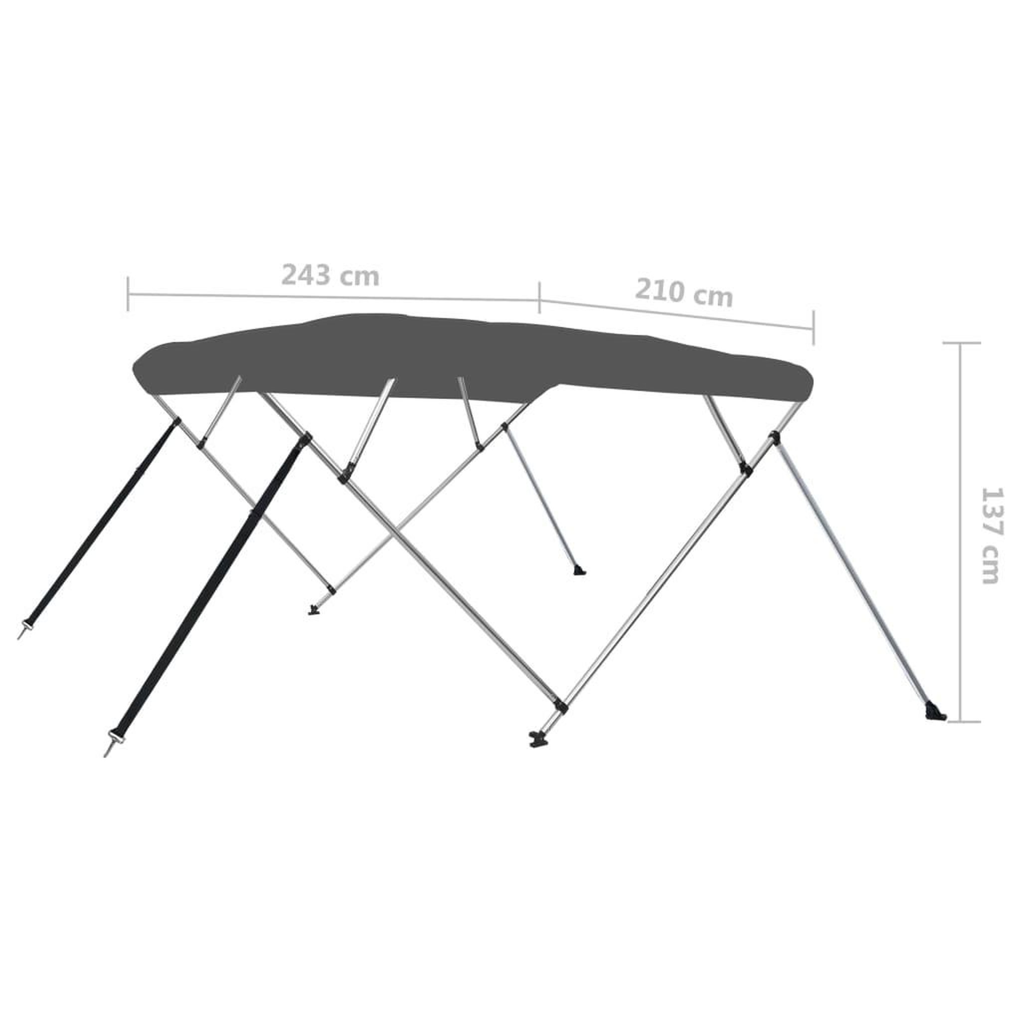 Voir la diapositive 6 : VIDAXL Auvent bimini a 4 arceaux Anthracite 243x210x137 cm