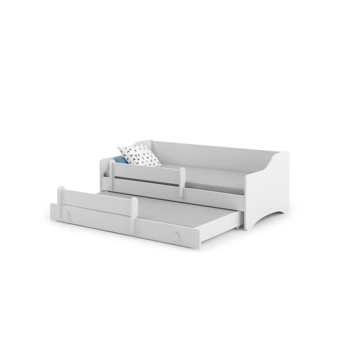 KOBI Lit enfant Kris blanc + gigogne 160x80cm - avec matelas