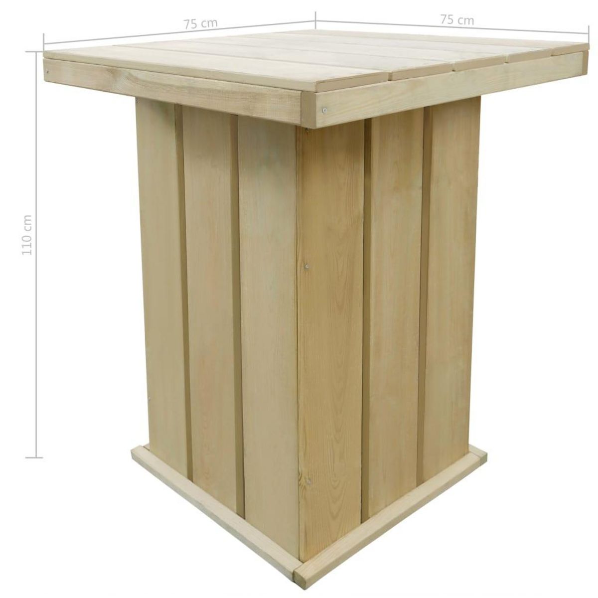 VIDAXL Table de bar 75x75x110 cm Pin impregne