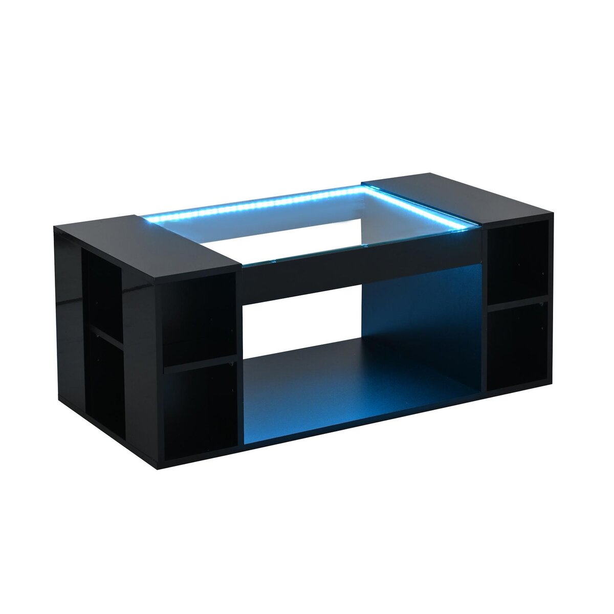 MERAX Table basse rectangulaire noir - 50x100 cm led mdf