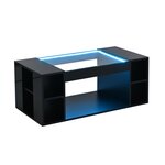 MERAX Table basse rectangulaire noir - 50x100 cm led mdf