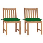 VIDAXL Chaises de jardin lot de 2 avec coussins Bois de teck massif