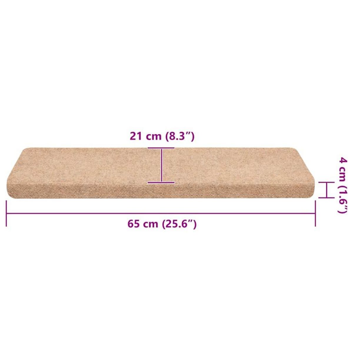 VIDAXL Tapis d'escalier autocollant 30 pcs creme 65x21x4 cm