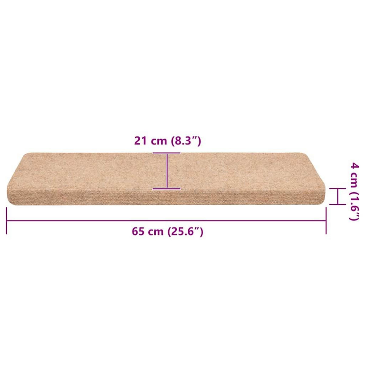 VIDAXL Tapis d'escalier autocollant 30 pcs creme 65x21x4 cm