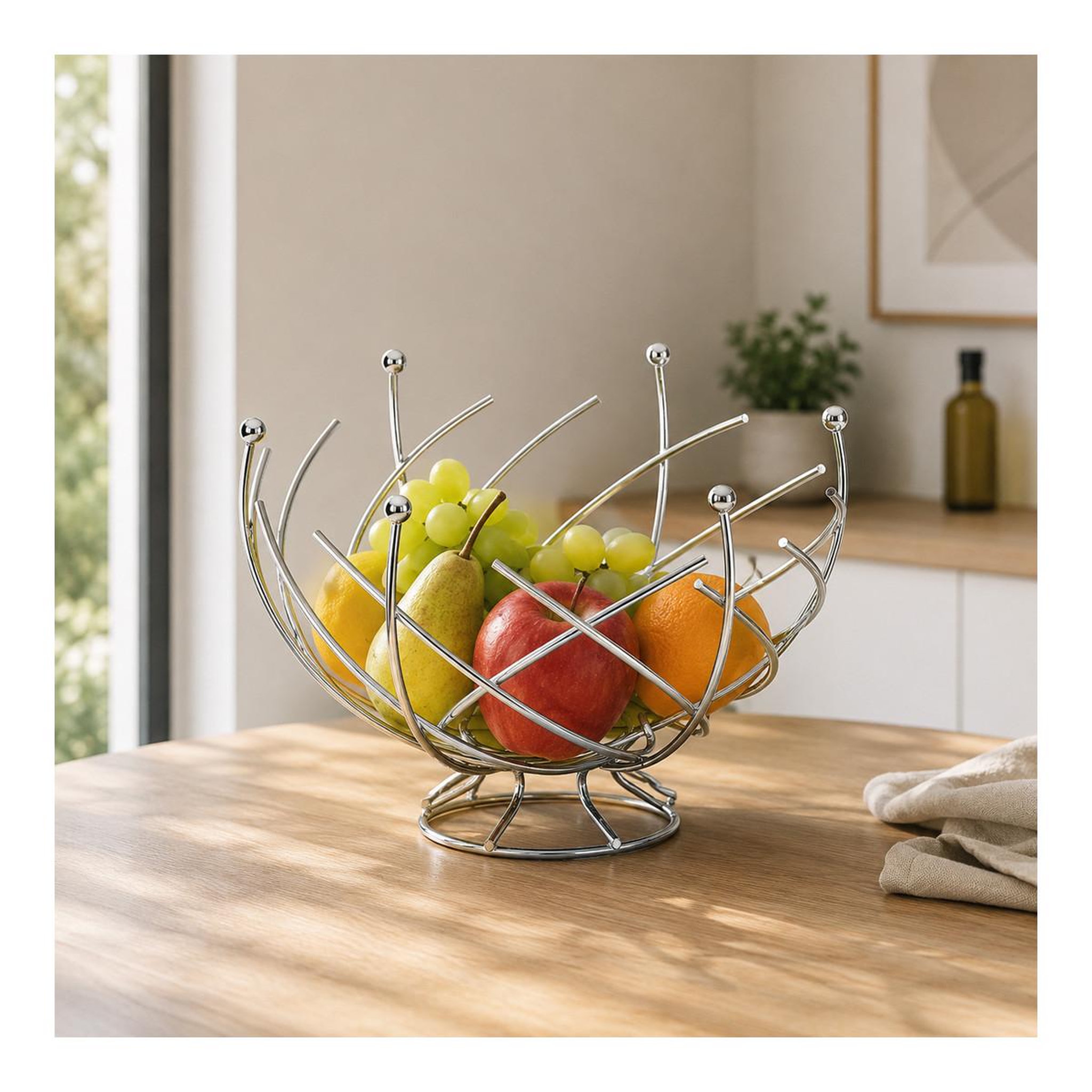 Voir la diapositive 4 : FIVE Corbeille à fruits en métal  spirale  30cm argent