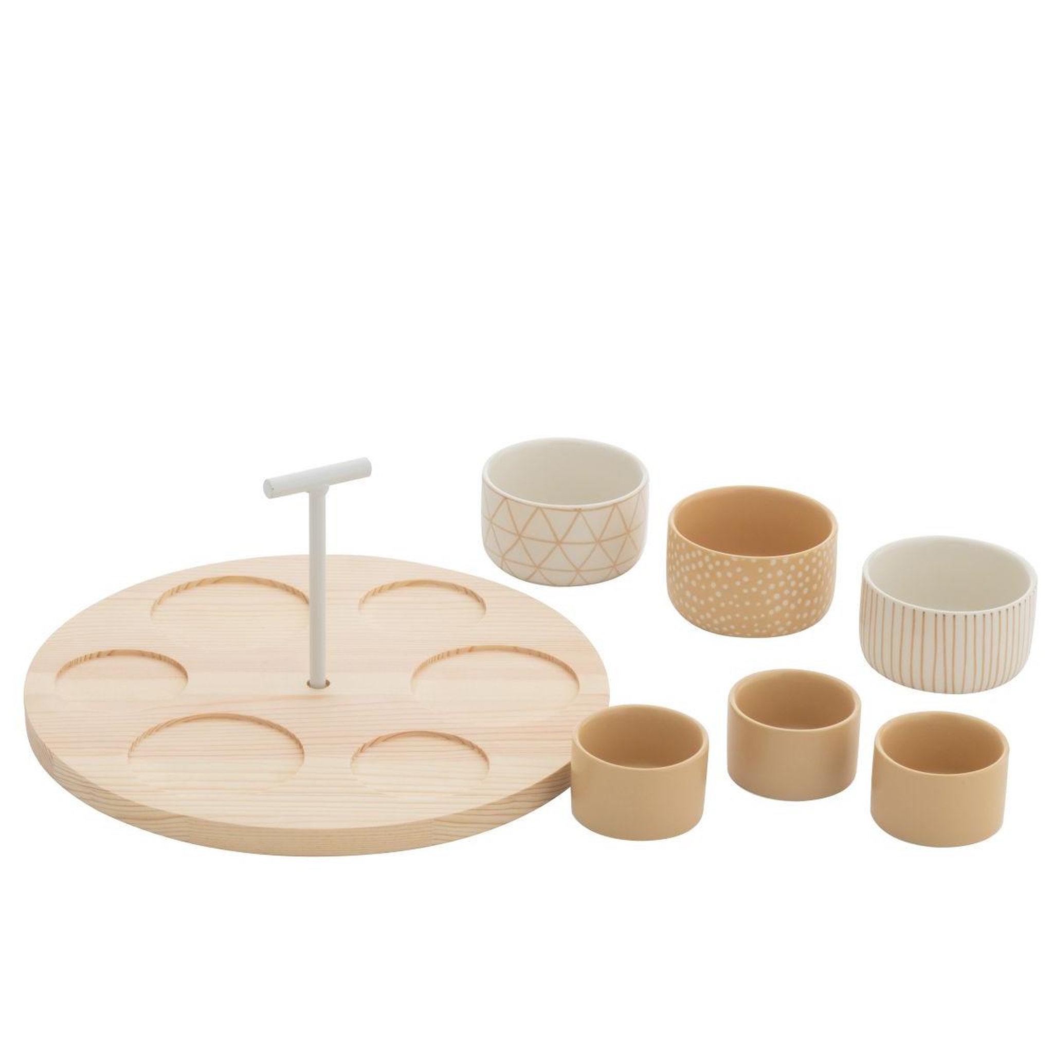 Voir la diapositive 2 : J-LINE Service Apéritif 7 Pièces  Avery  29cm Crème & Blanc