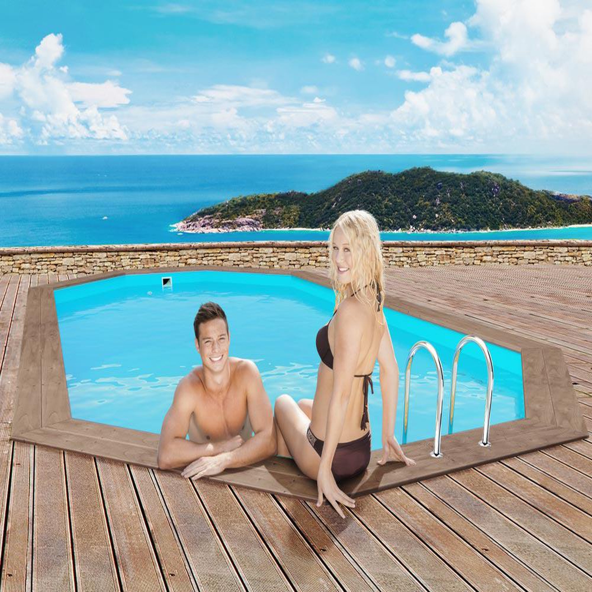 Voir la diapositive 1 : Habitat et Jardin Piscine bois   Rio 120   - 5.60 x 3.70 x 1.24 m