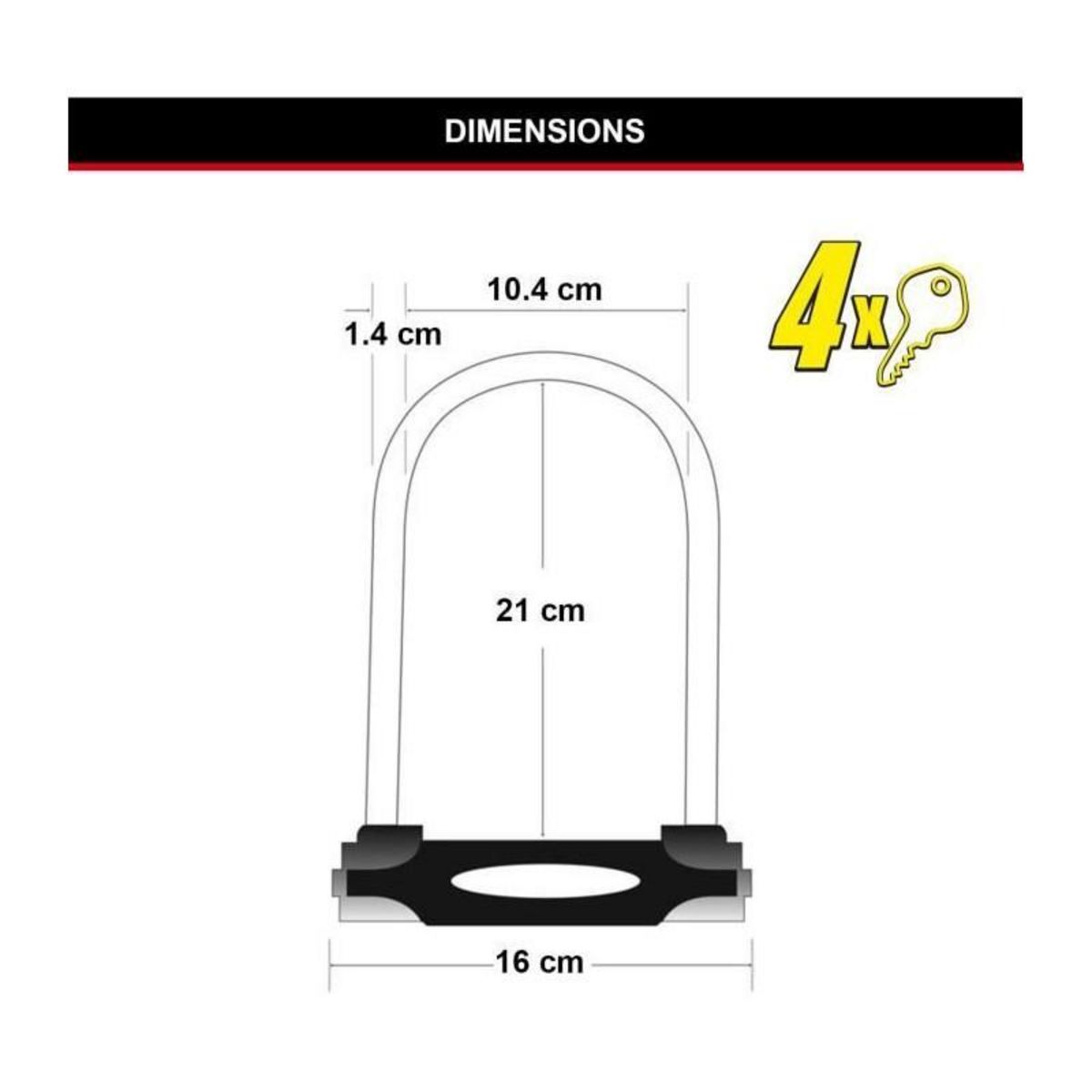 Master lock Antivol Vélo U [A Clé] [Support de Vélo Universel] [Antivol Certifié] 8279EURDPRO