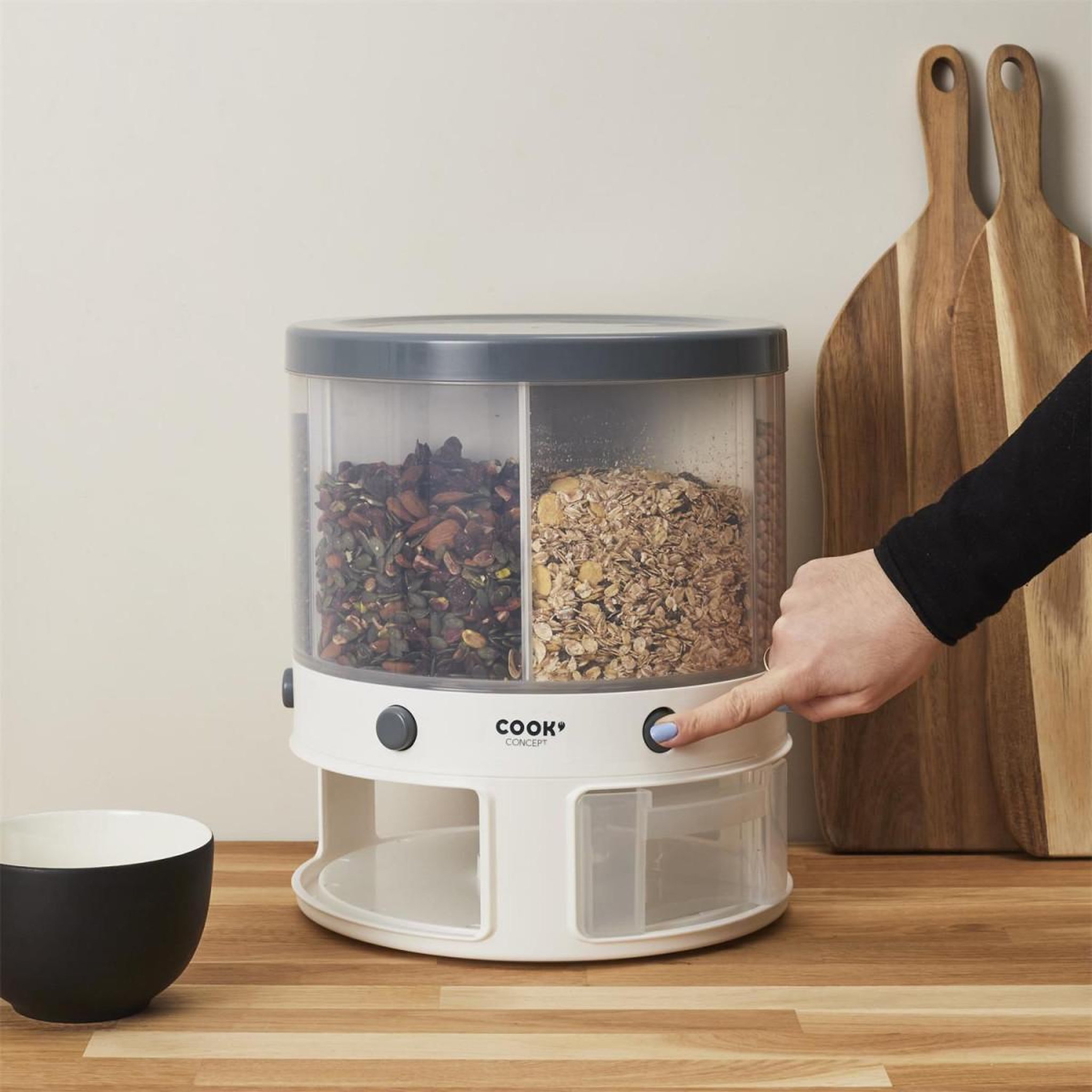 Voir la diapositive 6 : COOK CONCEPT Distributeur rotatif  6 compartiments  32cm blanc
