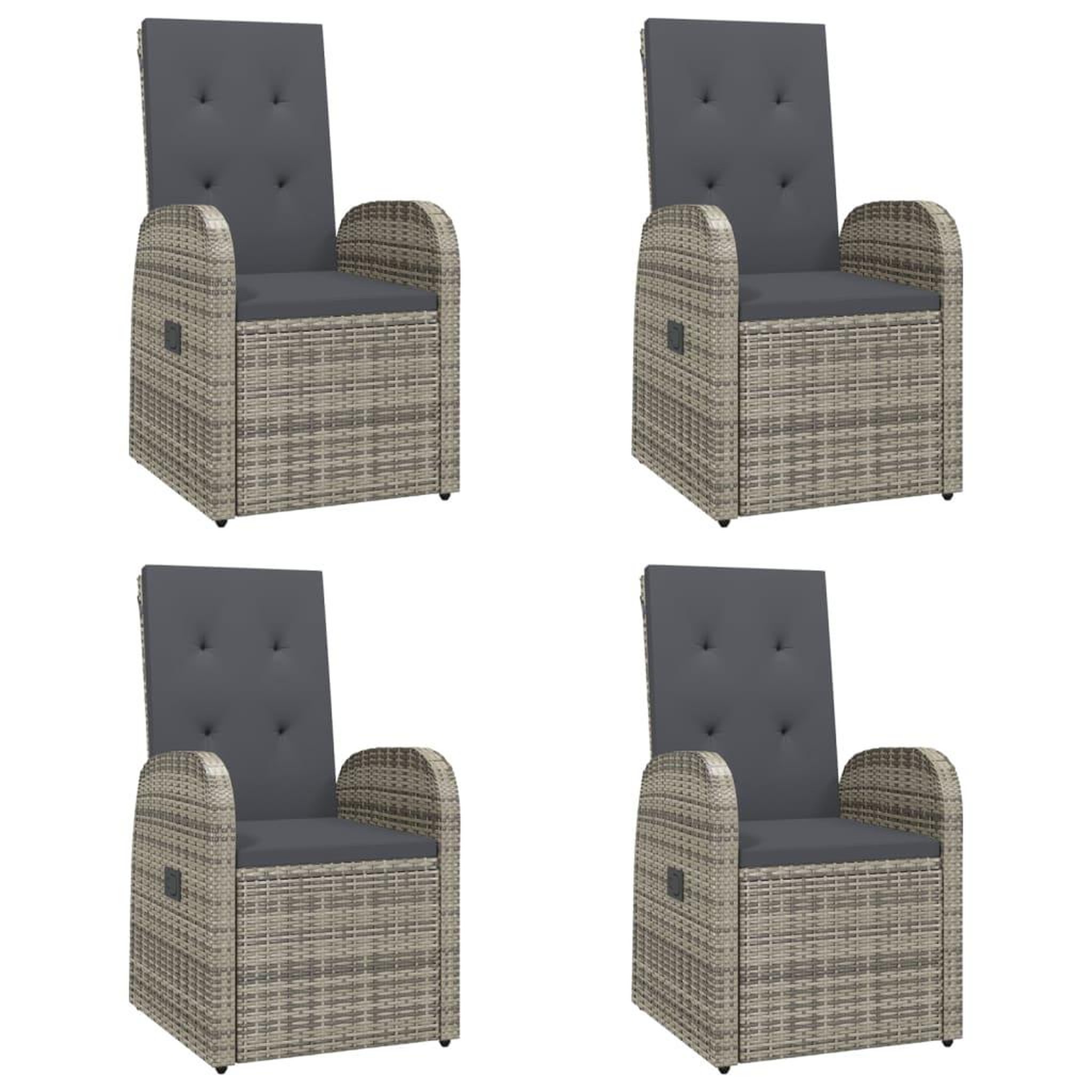 Voir la diapositive 4 : VIDAXL Ensemble a manger de jardin 5 pcs coussins gris resine tressee