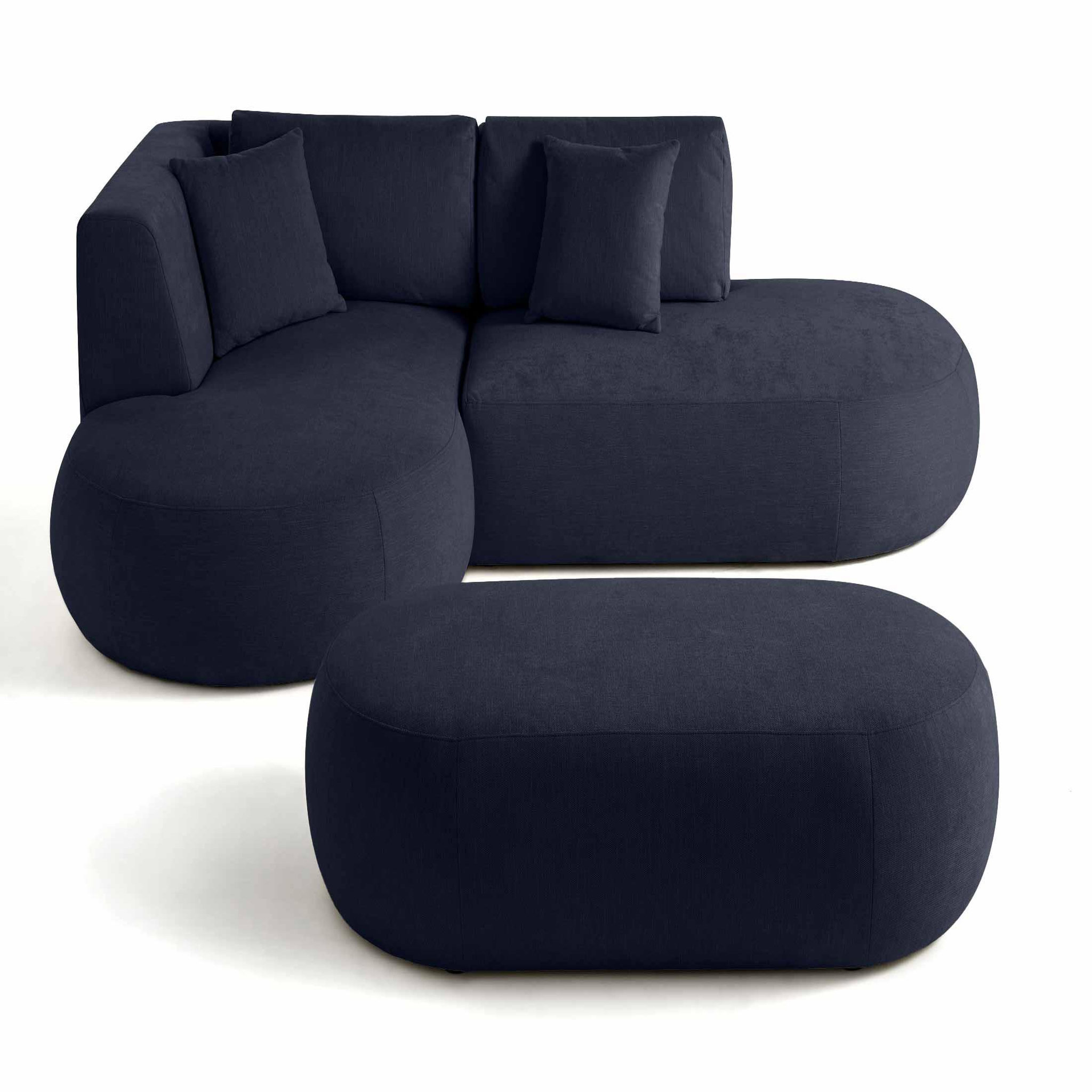 Voir la diapositive 1 : LISA DESIGN Santorini - canapé modulable d'angle gauche + pouf - 4 places - en tissu texturé