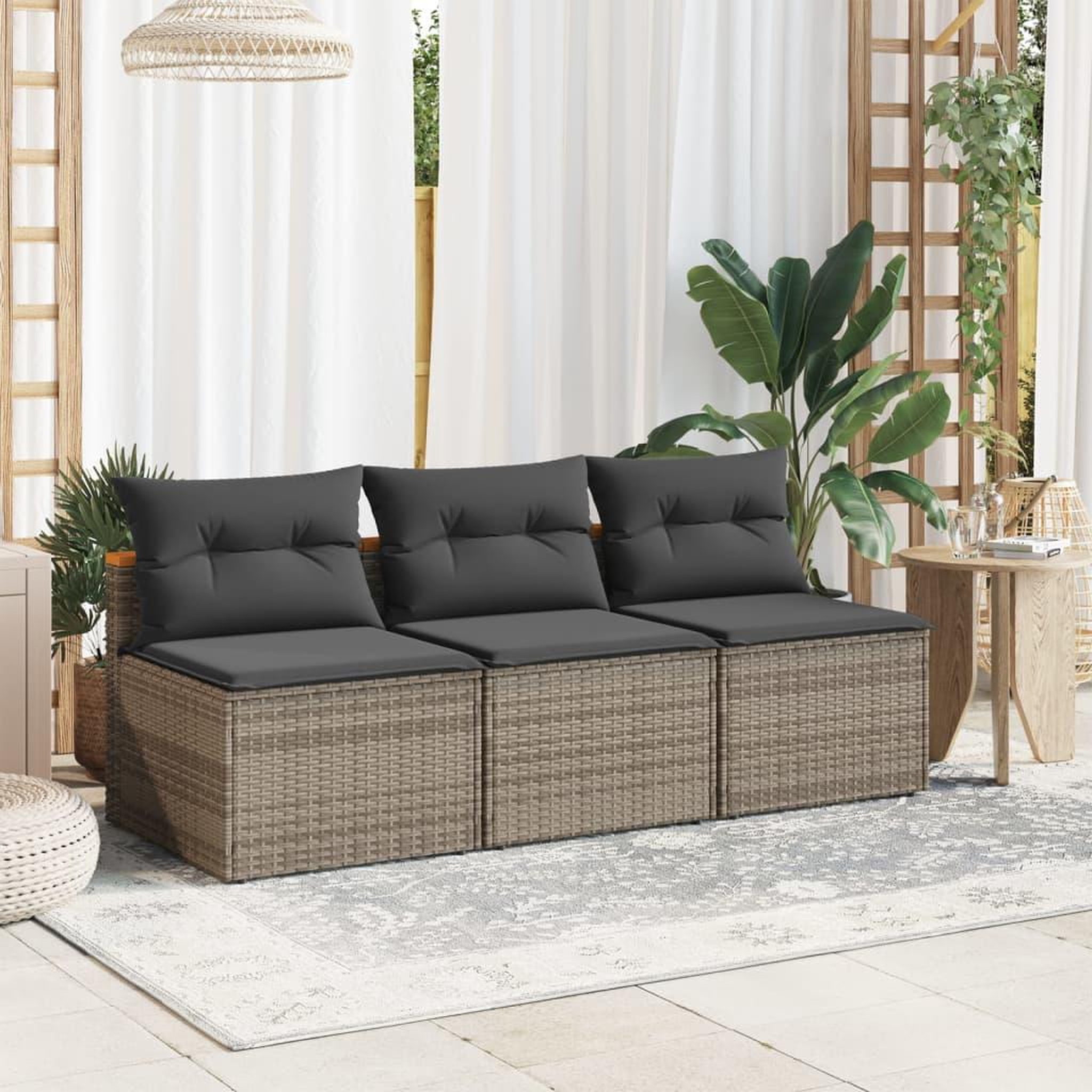 VIDAXL Canapes de jardin sans accoudoirs avec coussins 2 pcs gris